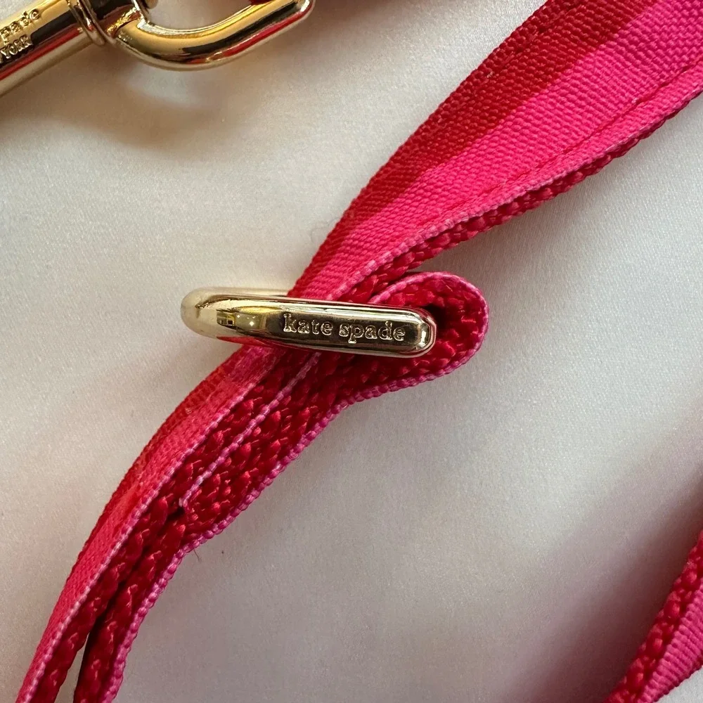 Kate Spade New York Red & Pink Stripe Dog Leash Gold Hardware‎